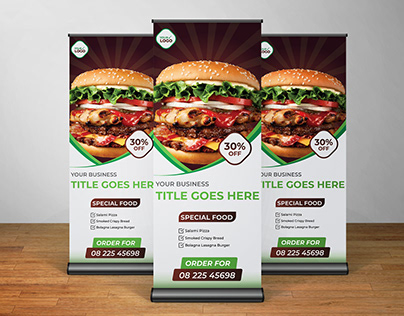 Food Restaurant Roll-up Banner Design