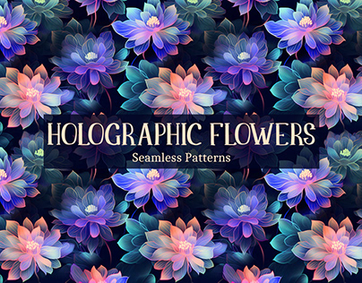 Holographic Flowers Digital Papers