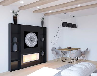 "Black and white" project, guestroom in country house