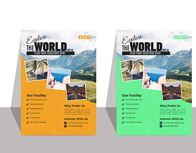 Spectacular Travel Flyer Design with abstract shapes