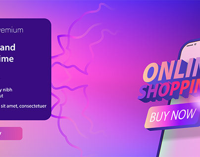 Horizontal banner online shopping and buy button