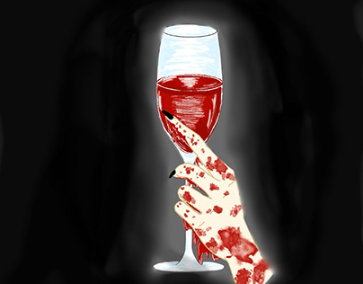 Bloody wine glass - original digital drawing