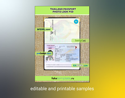 Thailand passport PSDs, scan and photograghed picture