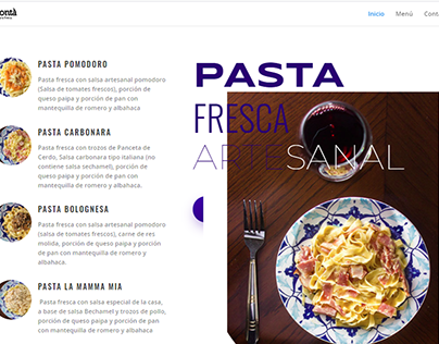 Página web restaurante Bonta pasta
