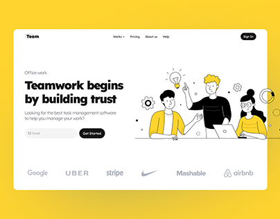 Teamwork website landing page design