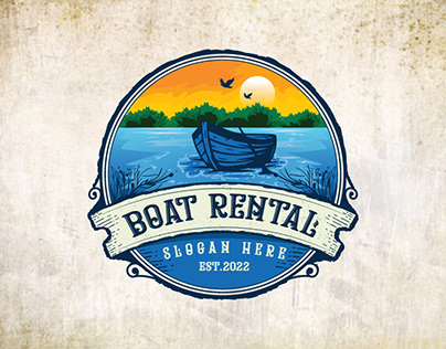 Boat Vintage Badge Retro Logo design