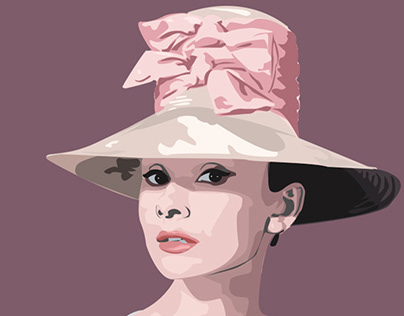 Vector Portrait of Audrey Hepburn created in Photoshop