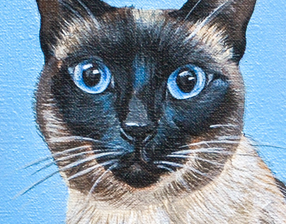 Acrylic painting on canvas of Siamese cat