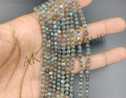 Natural Labradorite Faceted Round Gemstone Beads