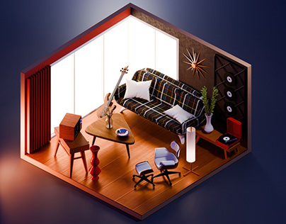 Polygon Living Room - 3D Blender