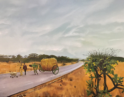 "Big square corn" . Oil on canvas 100x70cm/ 39x27.5"