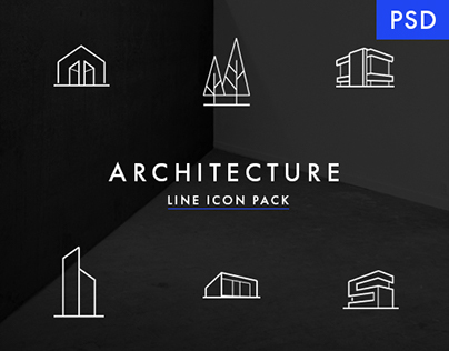 Minimal Architecture Line Icon Pack - FREE PSD