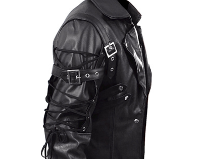 New Steampunk Gothic Black Leather Matrix Trench Coat