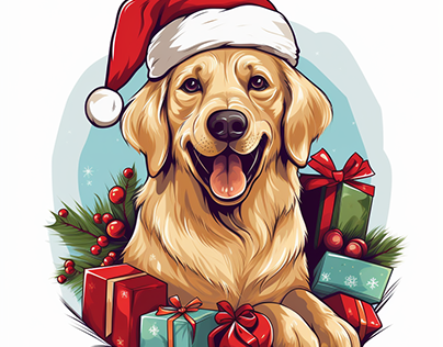 Golden Retriever dog happy Christmas