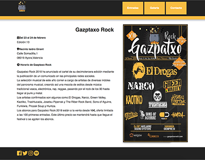 Diseño pagina web de Gazpatxo Rock