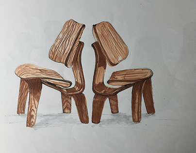 Charles & Ray Eames plywood chairs illustration