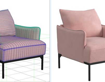 Pink lavish velvet plush armchair