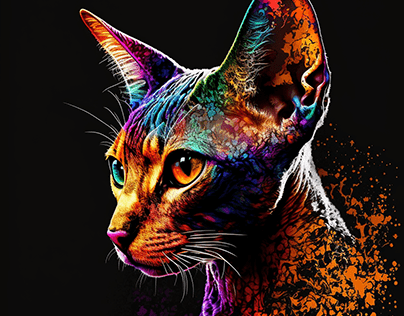 Abstract Cornish Rex Cat