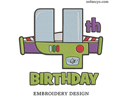 4th Birthday Buzz Lightyear Embroidery Designs