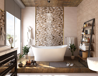 Bathroom tiles design and 3Dmax Rendering