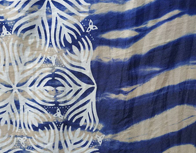 'Sea Ripple' Shibori & batik on silk