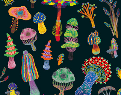 poisonous mushroom pattern illustration