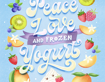 I love frozen yogurt. Hand lettering and illustration.