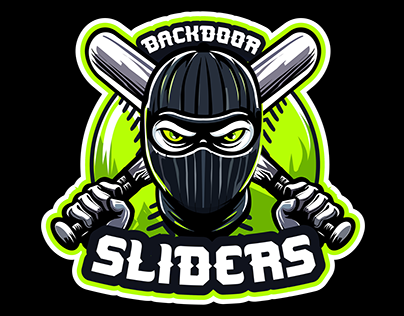 "Backdoor Sliders" baseball team logo