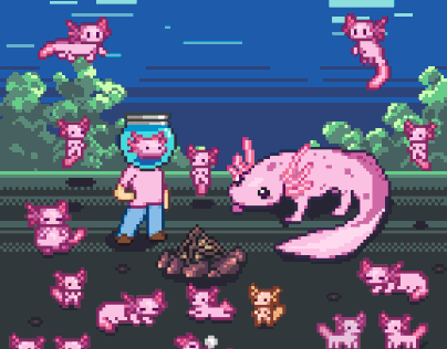Kingdom of the Axolotls Animation Pixel Art