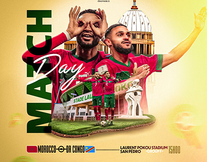 MATCH DAY POSTER FOR MOROCCO TEAM AFCON2023