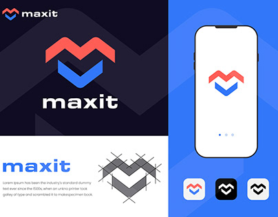 maxit m letter modern logo design