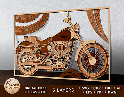 Motorcycle Harley Davidson Multilayer Laser Cut File