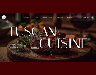Первый экран сайта ресторана тосканской кухни