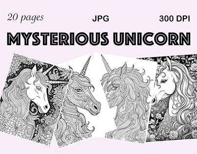 Coloring Page For Adults Mysterious Unicorn