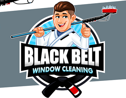 Black Belt Window Cleaning Logo and Mascot Design