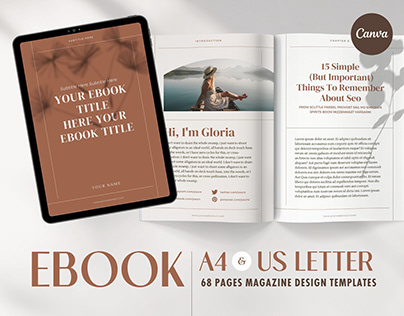 eBook Template Canva Beige A4 & US Letter Cover Bundle