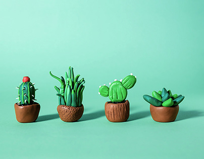 Plasticine cactuses