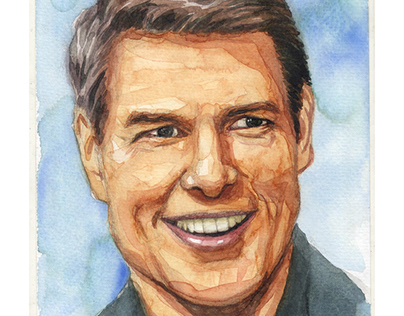 Watercolor fan art portrait : Tom Cruise