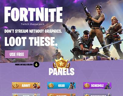 Twitch Fortnite Theme Panel And Screen Pack