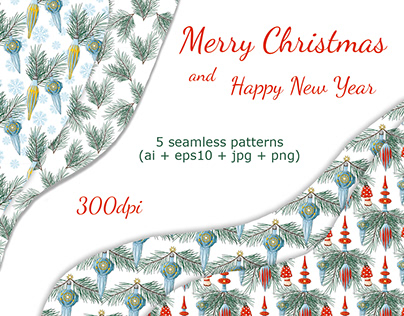Merry Christmas seamless patterns