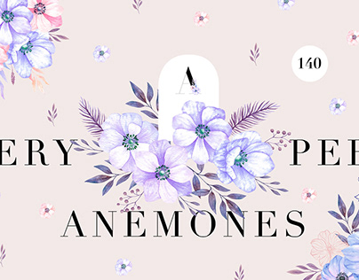 Anemones - Very Peri Flowers Set