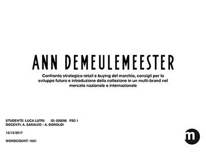 Fashion Retailing and buying Ann Demeulemeester