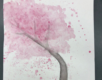 Cherry blossom watercolor practice