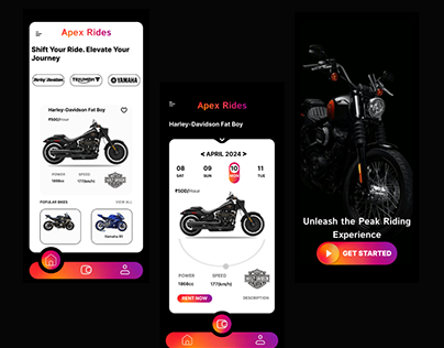 App UI for Motorcycle/Bike renting services