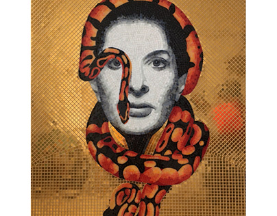 Artistic mosaic “Portrait of Marina Abramovic”