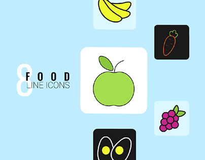 8 LINE icons healthy eating