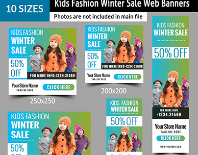 Kids Fashion Winter Sales Banners