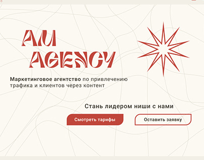 Website landing page for marketing agency
