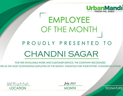employee of the month certificate design