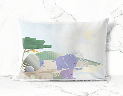 Kids bedroom/accessories illustration with elephants